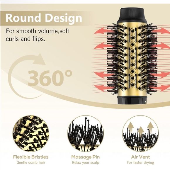 NWT and Box Hair Dryer Brush, Blow Dryer Brush, 4 in 1 Hot Brush Gold BLOW DRYER - Picture 3 of 7